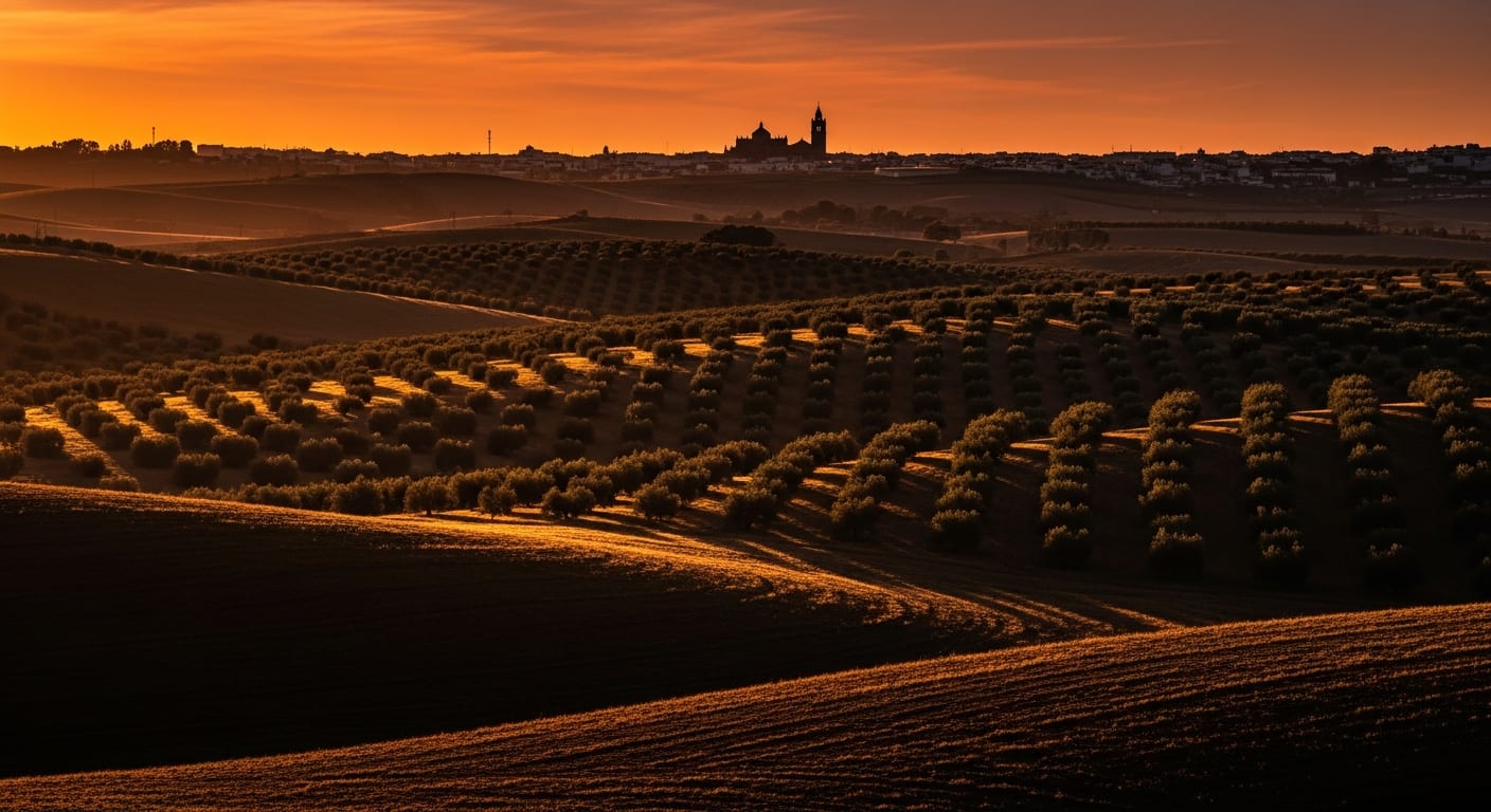 Atardecer sobre la campiña de la provincia de Sevilla, donde trabaja Fotografía Ruiz